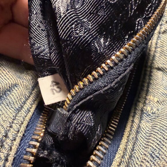 PRADA DISTRESSED DENIM POUCH - Picture 8 of 11
